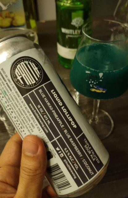 liquid lollipop: Blue Hawaii-Pineapple / Blue Raspberry / Coconut 6.5%, Froth Brewing Company, United States