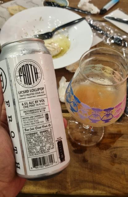 liquid lollipop: strawberry, passionfruit, marshmallow 6.5%, Froth Brewing Company, United States
