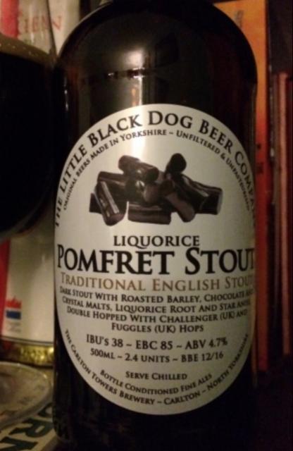 Liquorice Pomfret Stout 4.7%, Little Black Dog Beer Company Limited, England