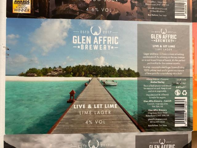 Live & Let Lime 4.0%, Glen Affric Brewery, England