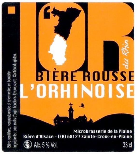 L'Orhinoise Rousse 5.0%, Microbrasserie De La Plaine (L'Orhinoise), France