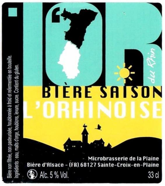 L'Orhinoise Saison 5.0%, Microbrasserie De La Plaine (L'Orhinoise), France