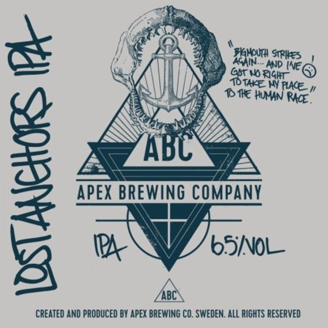 Lost Anchors IPA 6.5%, Apex Brewing Company, Sweden