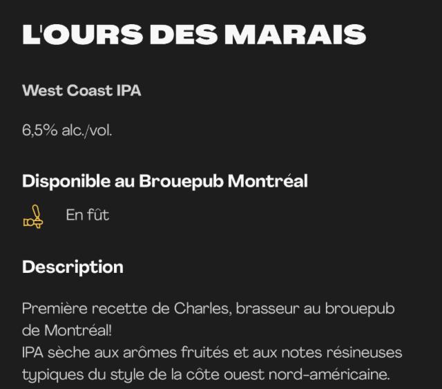 L'ours des Marais 6.5%, Brasserie Dieu du Ciel!, Canada