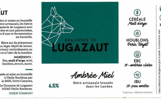 Lugazaut Ambrée Miel 6.5%, Brasserie De Lugazaut, France