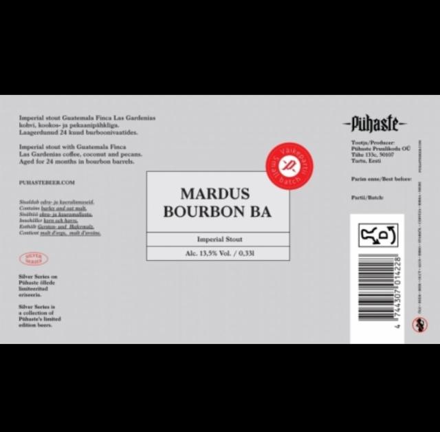 Mardus Bourbon BA (Silver Series) 13.5%, Pühaste, Estonia