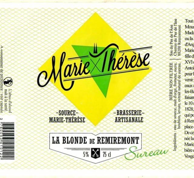 Marie Thérèse Blonde Sureau 5.0%, Brasserie Marie-Thérèse, France