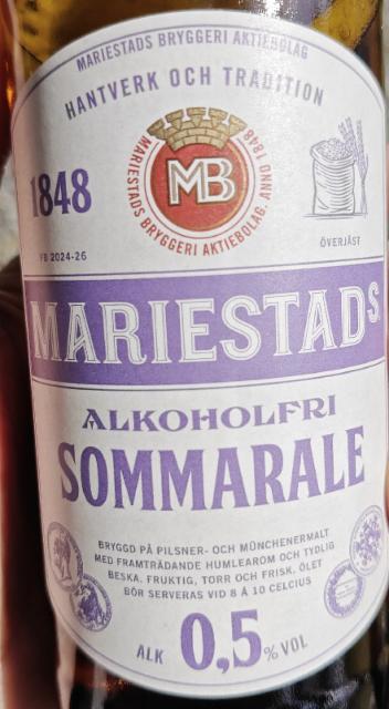 mariestads alkoholfri sommarale 0.5%, Mariestads Bryggeri Aktiebolag, Sweden