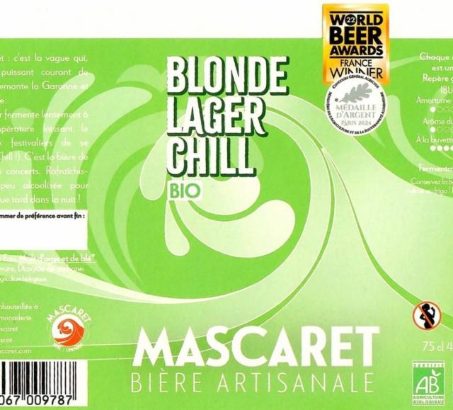Mascaret Blonde Lager Chill 4.5%, Brasserie Du Mascaret, France