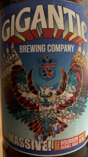 Massive! 2022 Bourbon Barrel ages barley wine, Gigantic Brewing Co
