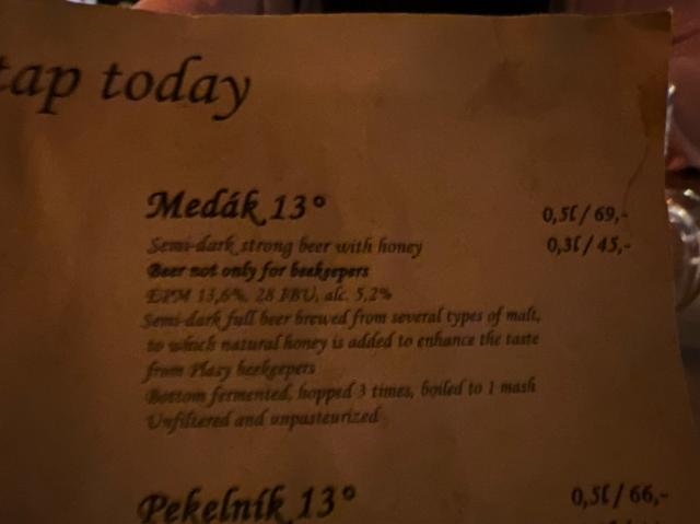 Medak 13 5.2%, Knížecí Pivovar Plasy, Czech Republic