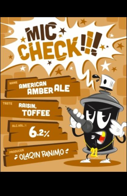 Mic Check!!! American Amber Ale 6.2%, Olarin Panimo, Finland
