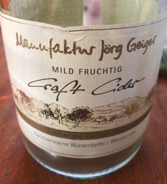 Mild Fruchtig Craft Cider, Manufaktur Jörg Geiger