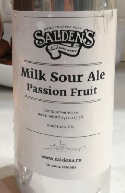 Milk Sour Ale Passion Fruit 6.0%, Salden's Brewery, Russia
