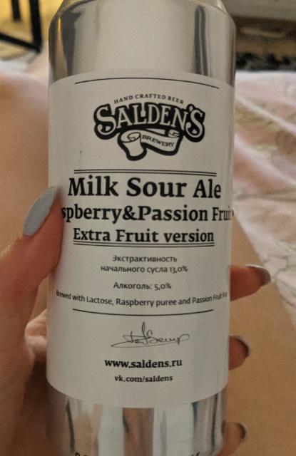 Milk sour ale raspberry & passion fruit 5.0%, Salden's Brewery, Russia