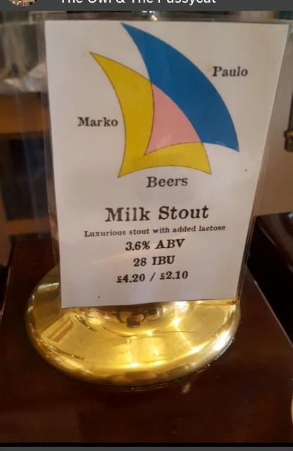 Milk Stout 3.6%, Marko Paulo Brewery, England