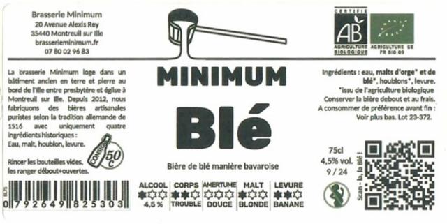 Minimum Blé 4.5%, Brasserie Minimum, France