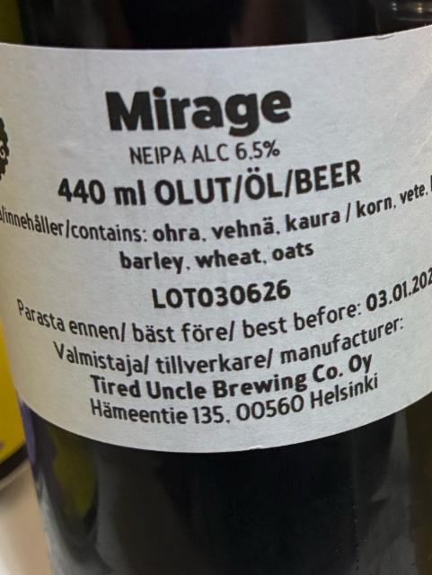 Mirage, Tired Uncle Brewing Co.