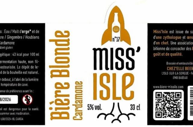Miss'Isle N°17 Blonde Cardamome 4.5%, Chez'Elle Beer (Miss'Isle), France