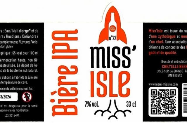 Miss'Isle N°22 IPA 7.0%, Chez'Elle Beer (Miss'Isle), France