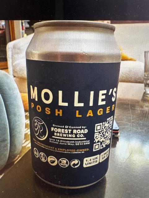 Mollies Posh Lager 4.1%, Forest Road Brewing Co., England