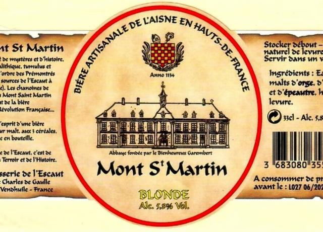 Mont Saint-Martin Blonde 5.8%, Brasserie De L'Escaut, France