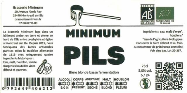 Minimum Pils 5.5%, Brasserie Minimum, France