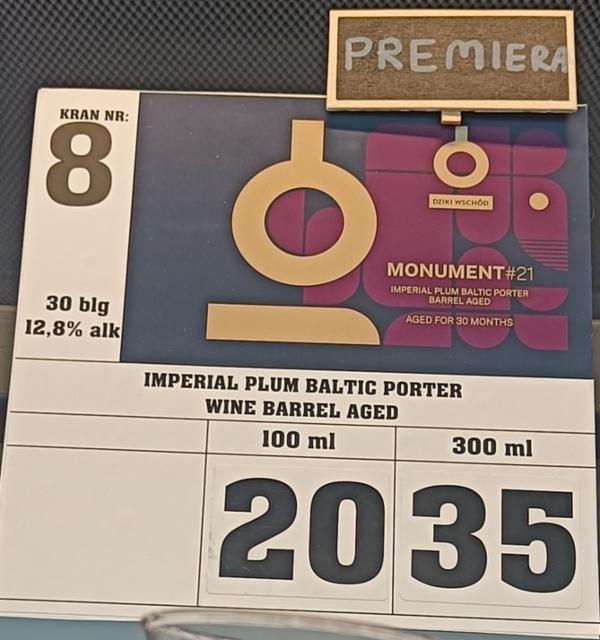 Monument #21: Imperial Plum Baltic Porter Wine Barrel Aged 12.8%, Browar Dziki Wschód, Poland