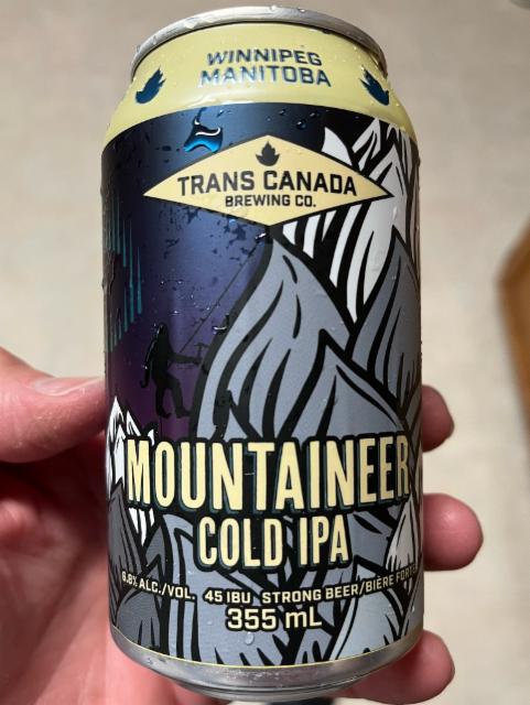 Mountaineer cold IPA, Trans Canada Brewing Company