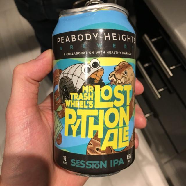 Mr Trash Wheel's Lost Python Ale 4.5%, Peabody Heights Brewery, United States