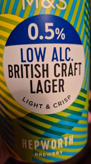 M&S Low Alc. British Craft Lager 0.5%, Hepworth & Co. Brewers Ltd., England