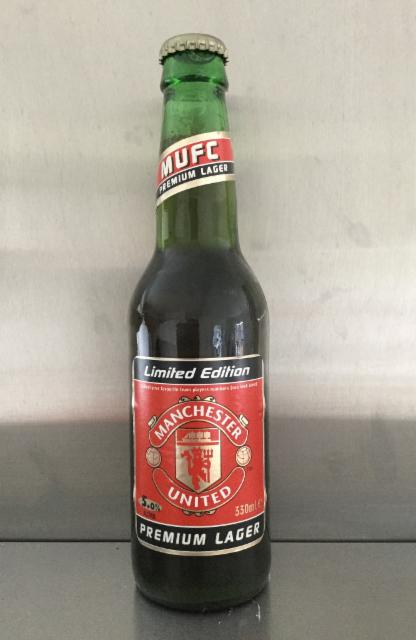 MUFC PREMIUM LAGER 5.0%, Eagle Brewery (formerly Charles Wells), England