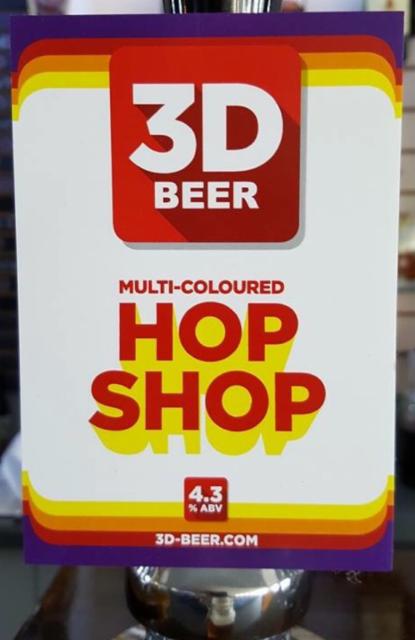 Multi-Coloured Hop Shop 4.3%, 3D Beer, England