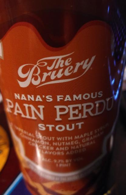 Nana's famous Pain Perdu Stout 9.7%, The Bruery, United States