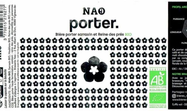 NAO Porter. 5.4%, Brasserie NAO, France