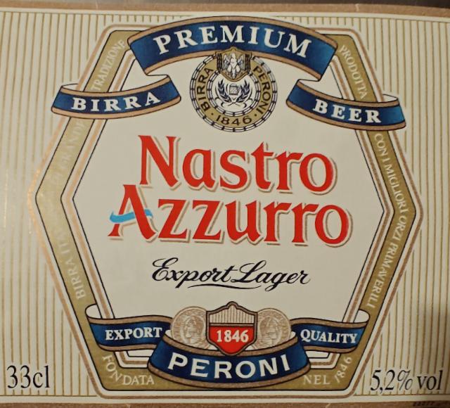 Nastro Azzurro Export Lager 5.2%, Birra Peroni (Asahi Breweries), Italy