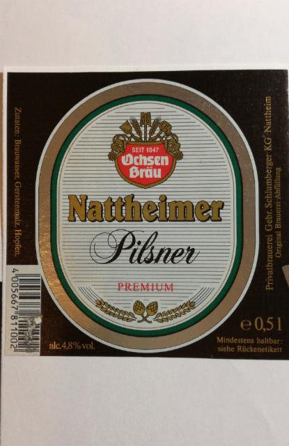 Ochsen Bräu Nattheimer Pilsner 4.8%, Privatbrauerei Gebrüder Schlumberger, Germany
