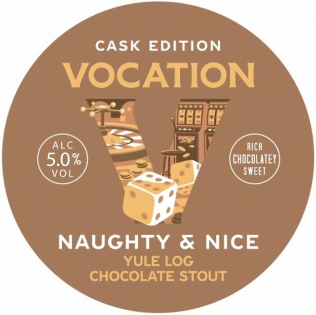 Naughty & Nice: Yule Log Chocolate Stout 5.0%, Vocation Brewery, England