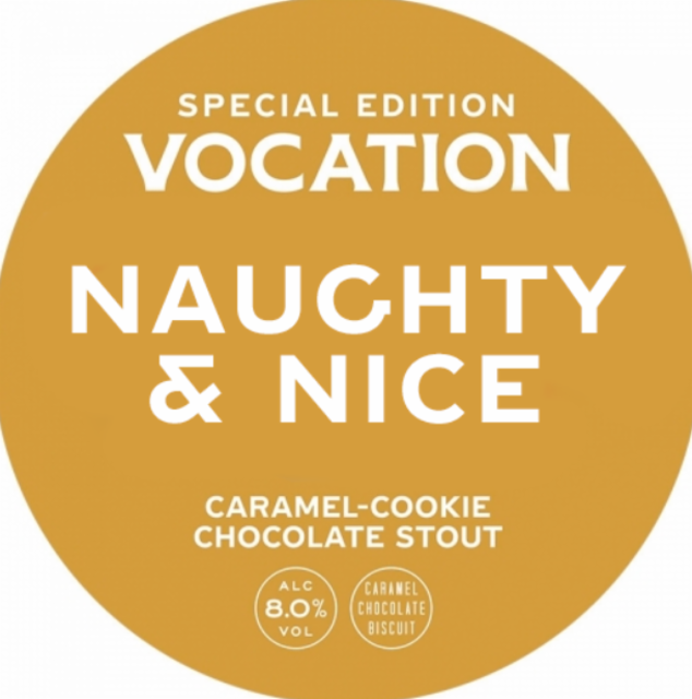 Naughty & Nice: Caramel Cookie Chocolate Stout 8.0%, Vocation Brewery, England