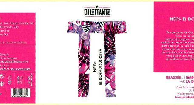 NEIPA El Dorado / Citra 6.5%, Brasserie La Dilettante, France
