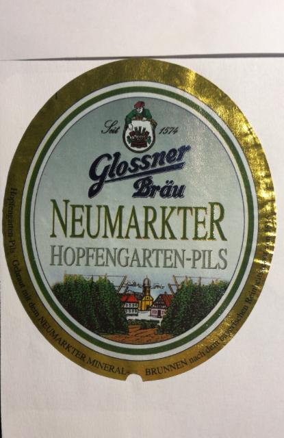 Glossner Neumarkter Hopfengarten-Pils 4.8%, Neumarkter Glossnerbräu, Germany