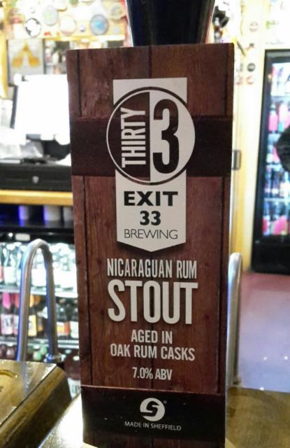 Nicaraguan Rum Stout 7.0%, Exit 33 Brewing, England
