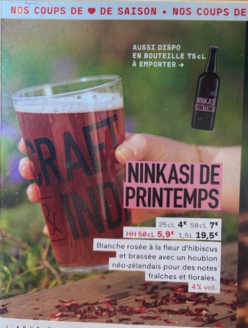 Ninkasi de printemps brassin 2026 4.0%, Ninkasi Fabriques, France