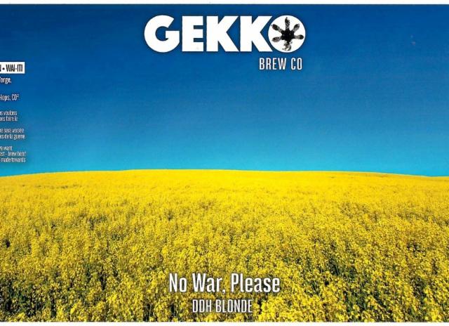 No War, Please 4.5%, Gekko Beers - Gekko Brewing Company, France