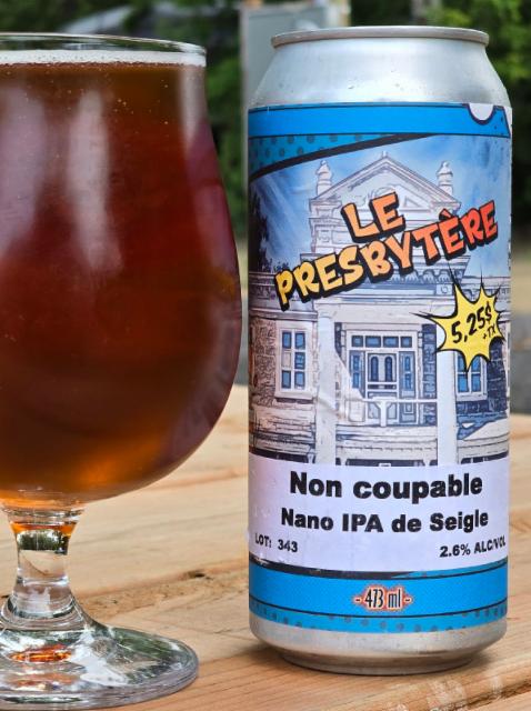 Non Coupable Nano IPA de Seigle 2.6%, Microbrasserie Le Presbytère, Canada