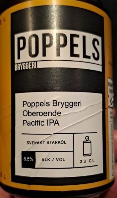 Oberoende Pacific IPA 6.5%, Poppels Bryggeri, Sweden