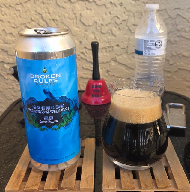 octopus is welcome inky stout 6.8%, Broken Rules Brewing, United States