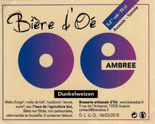 Ambrée Dunkelweizen 5.2%, Brasserie Artisanale D'Oé, France