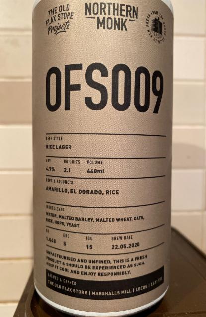 OFS009 4.7%, Northern Monk Brew Co., England
