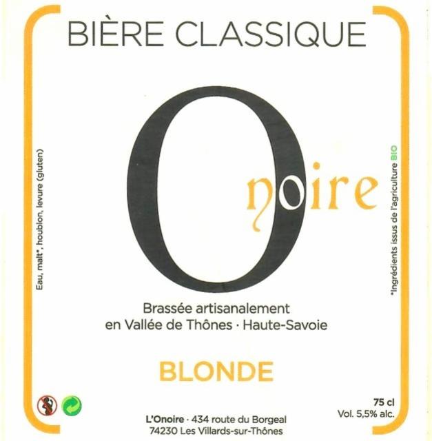 Onoire Blonde 5.5%, Brasserie De L'Onoire [Closed], France